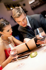 Couple on romantic restaurant