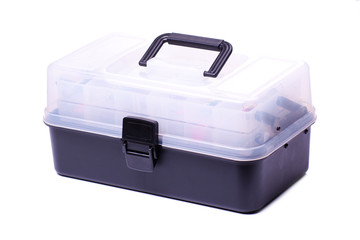 fishing tackle at an angle isolated on a white background