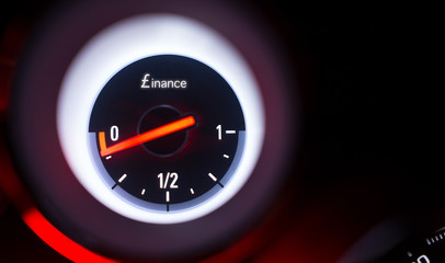 Finance fuel gauge at empty.