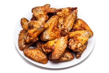 Plate of delicious barbecue chicken wings