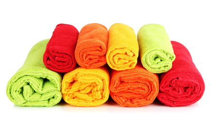 Colorful towels isolated on white
