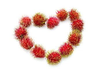 heart rambutan on white background
