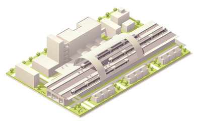 Isometric modern train station