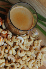 Thailand baked sweets - cashews - hot coffee.