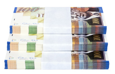 Isolated 100 NIS Bills Stacks Staircase