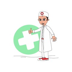 doctor cartoon thumbs up medic boy