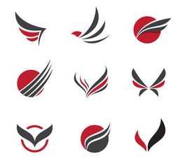 Black Vector set of wing symbols