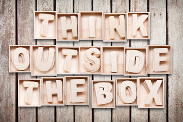 think outside the box wood word style