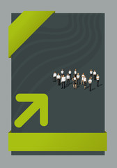 Green and gray template for brochure with business people