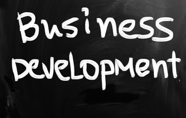Fototapeta premium business ideas handwritten with white chalk on a blackboard