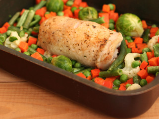 baked chicken roll close up