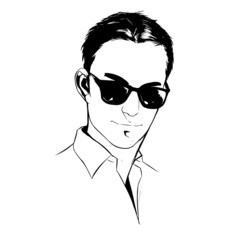 illustration portrait of a handsome young man on white backgroun