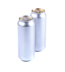 Two aluminum golden soda can