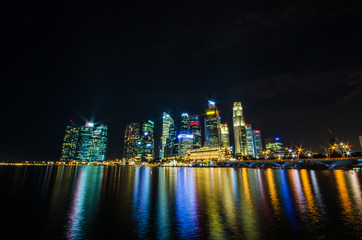 Fototapeta na wymiar Singapore city skyline view of business district in the night ti