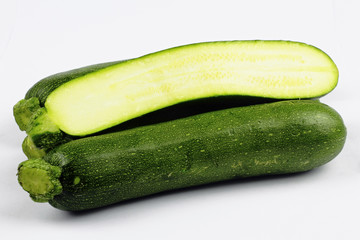 zucchini or courgette on the white background