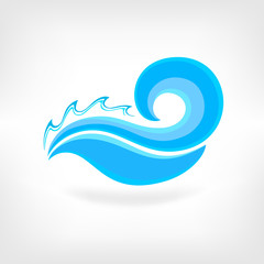 Fototapeta na wymiar Blue sea waves for logo template. Design element