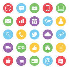 colorful business and ecommerce icons set