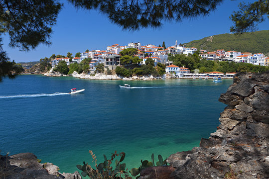 Skiathos island in Greece. View of Plakes area.