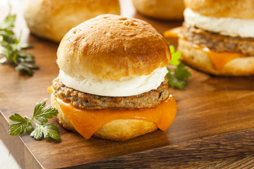 Homemade Egg Sandwich with Sausage and Cheese
