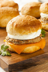 Homemade Egg Sandwich with Sausage and Cheese