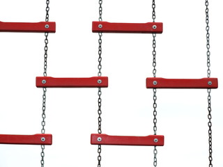 Chain ladder hanging on the white background