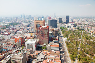 Fototapeta na wymiar Aereal view of Mexico city and the Palacio of Bellas artes