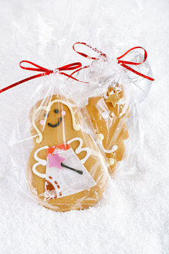 Gingerbread girl cookie gift in clear bag