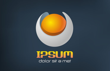 Logo sphere sci-fi. Orange pearl futuristic concept