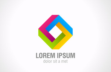 Logo impossible loop rhomb vector abstract. Infinite shape