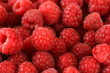 Ripe sweet raspberries, close up