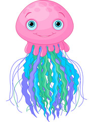 Naklejka premium Cute Jellyfish