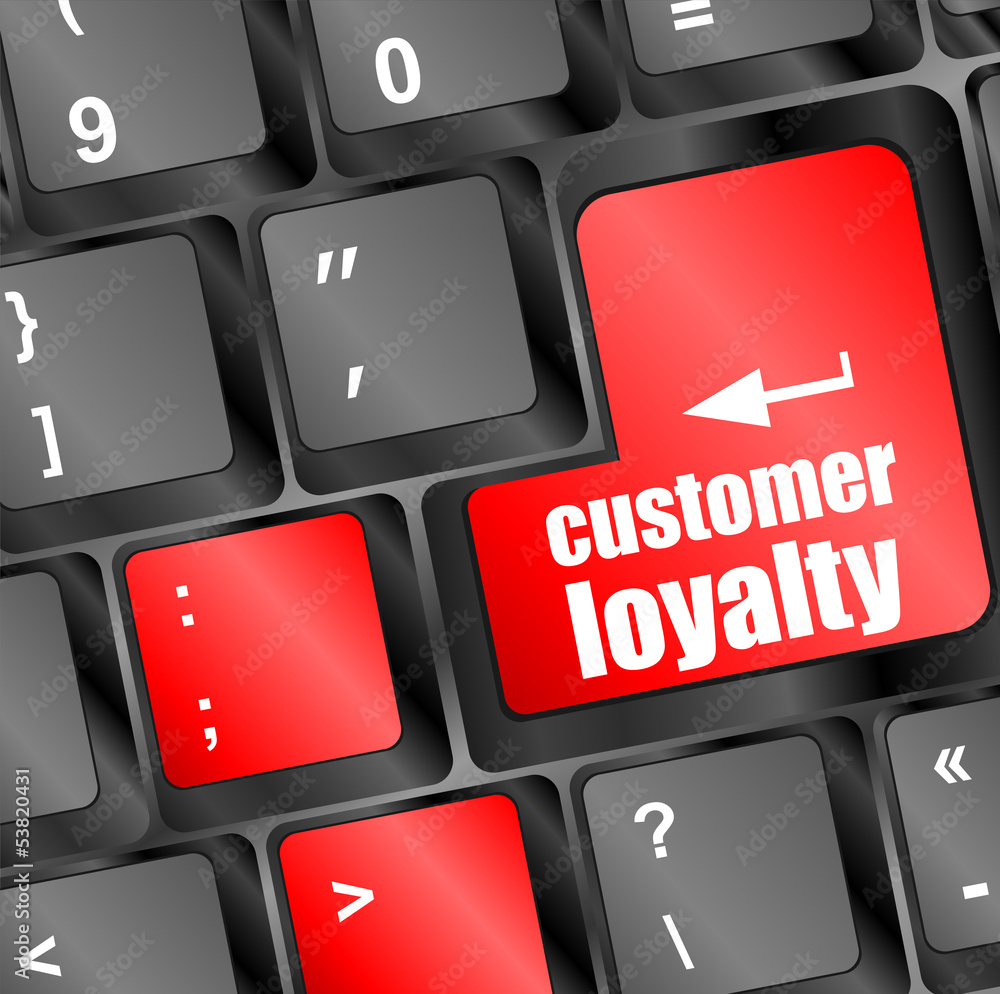 Poster button keypad key with customer loyalty word