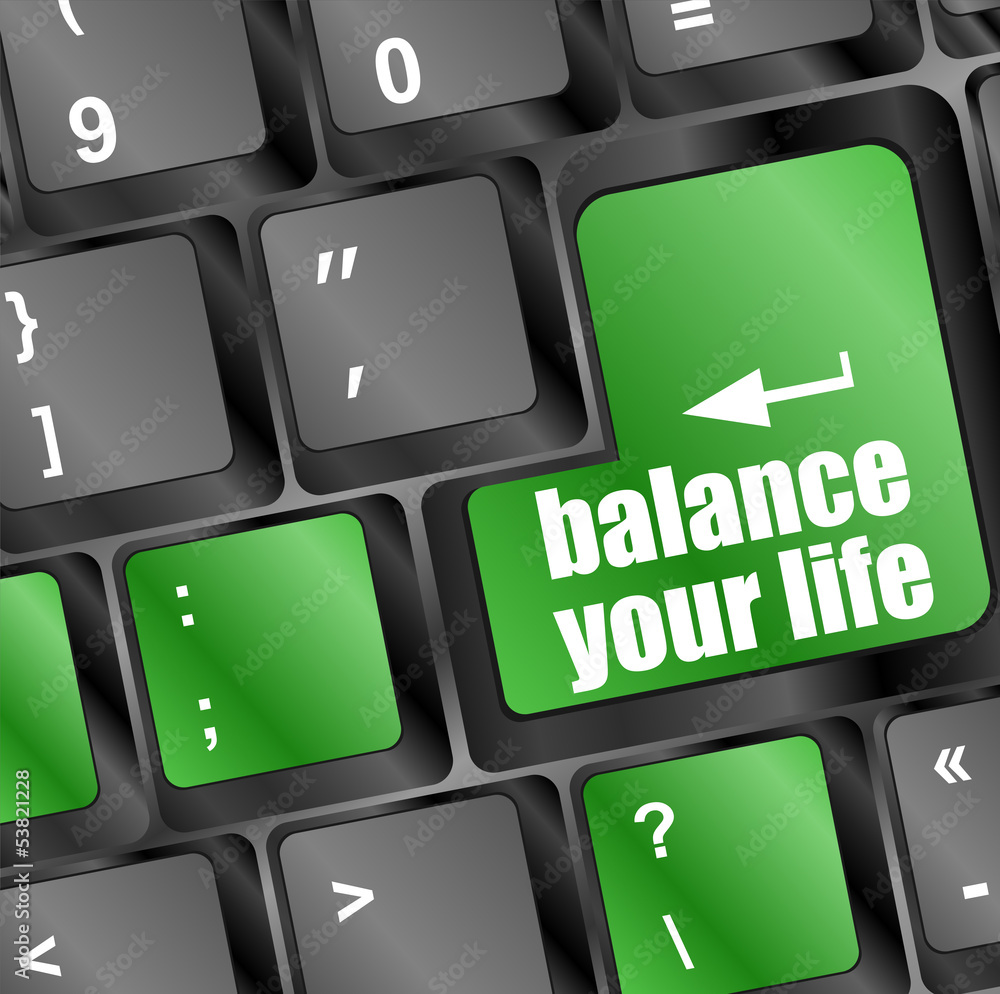 Aufkleber balance your life button on computer keyboard key