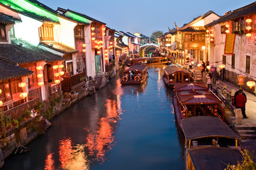 Nightscene of Suzhou street