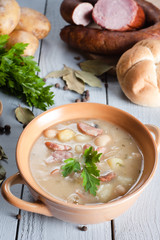 Thick bean soup with traditional sausage