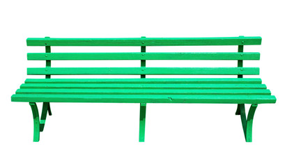 Green bench isolated on white. Clipping path included.