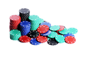 Casino chips isolated on white