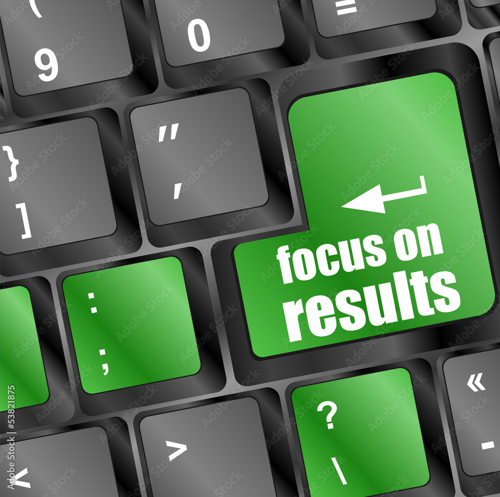 Poster focus on results button on computer keyboard key
