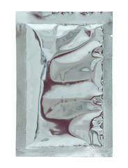 Aluminum foil bag package isolated on white background