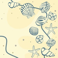 Seashell card. Abstract background.