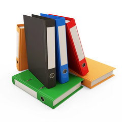 Group of Colorful Folders with Documents on white background