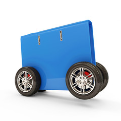 Folder for Documents on Wheels on white background
