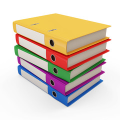Group of Colorful Folders with Documents on white background
