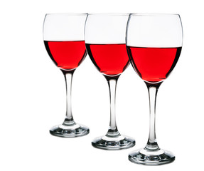Red wine glasses isolated