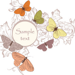 Obraz premium Floral background with butterflies and space for text