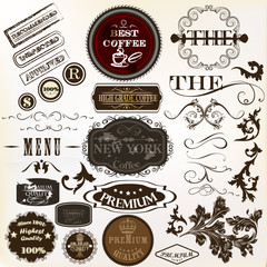 Vector set of stickers and labels  in retro style