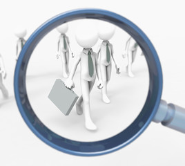 Searching with magnifying glass businessmen