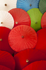 Close up of colorful umbrellas.