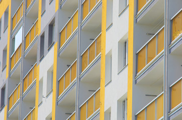 Detail of balconies in a block of flats