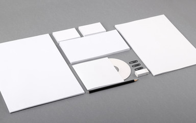 Blank visual identity. Letterhead, business cards, envelopes, CD